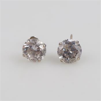 14kt White Gold Clear Stone Earrings