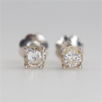 14kt White Gold Clear Stone Earrings