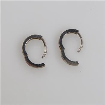 14kt White Gold Clear Stone Hoop Earrings