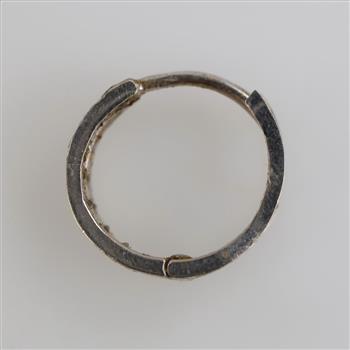 14kt White Gold Clear Stone Huggie Hoop Earring