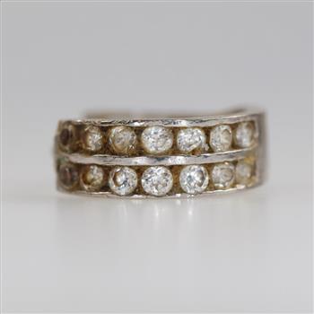 14kt White Gold Clear Stone Huggie Hoop Earring