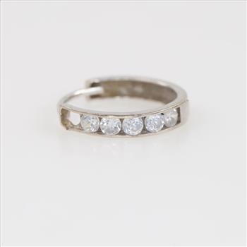 14kt White Gold Clear Stone Huggie Hoop Earring