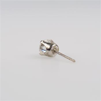 14kt White Gold Clear Stone Stud Earring