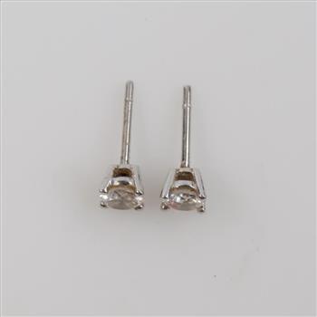 14kt White Gold Clear Stone Stud Earrings