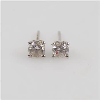 14kt White Gold Clear Stone Stud Earrings