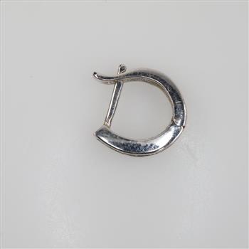 14kt White Gold Diamond Accent Single Hoop Earring