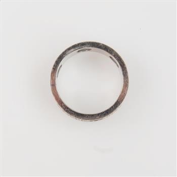 14kt White Gold Diamond And Black Stone Inlay Ring