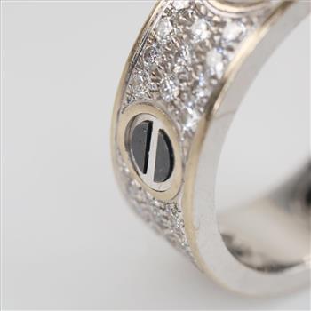 14kt White Gold Diamond And Black Stone Inlay Ring
