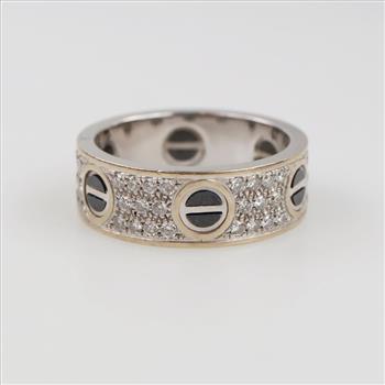 14kt White Gold Diamond And Black Stone Inlay Ring
