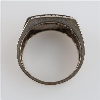 14kt White Gold Diamond And Black Stone Ring