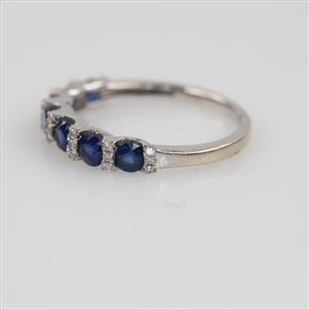 14kt White Gold Diamond And Blue Sapphire Ring