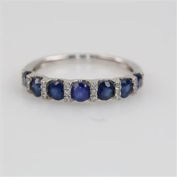 14kt White Gold Diamond And Blue Sapphire Ring
