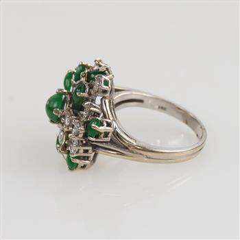 14kt White Gold Diamond And Emerald Ring-Evaluated By Our Certified Gemologist-AGS/GIA