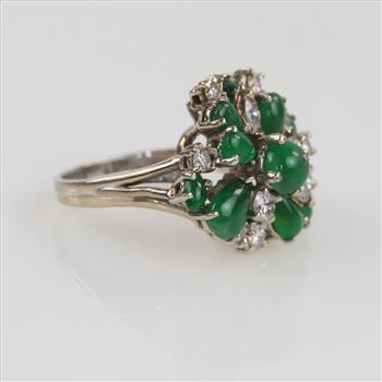 14kt White Gold Diamond And Emerald Ring-Evaluated By Our Certified Gemologist-AGS/GIA