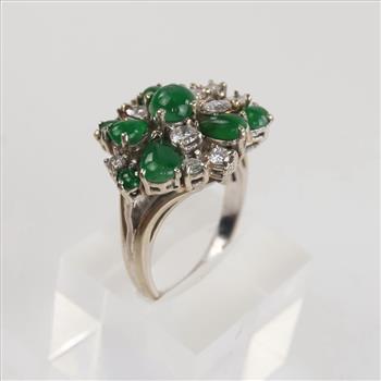 14kt White Gold Diamond And Emerald Ring-Evaluated By Our Certified Gemologist-AGS/GIA
