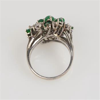 14kt White Gold Diamond And Emerald Ring-Evaluated By Our Certified Gemologist-AGS/GIA