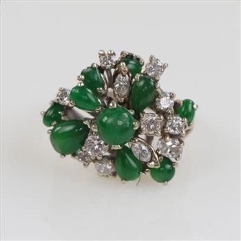 14kt White Gold Diamond And Emerald Ring-Evaluated By Our Certified Gemologist-AGS/GIA