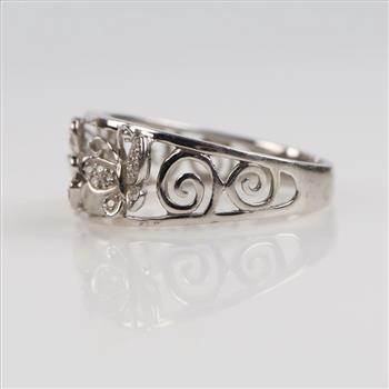 14kt White Gold Diamond Butterfly Ring