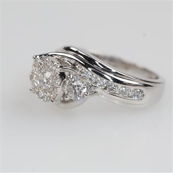 14kt White Gold Diamond Bypass Engagement Ring