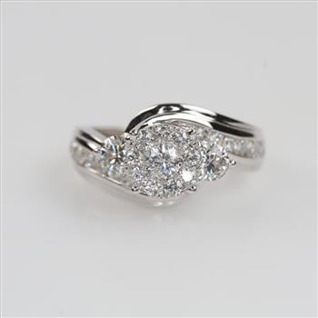 14kt White Gold Diamond Bypass Engagement Ring