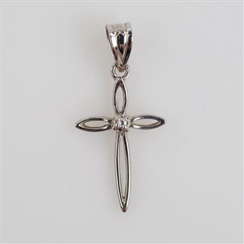 14kt White Gold Diamond Cross Pendant