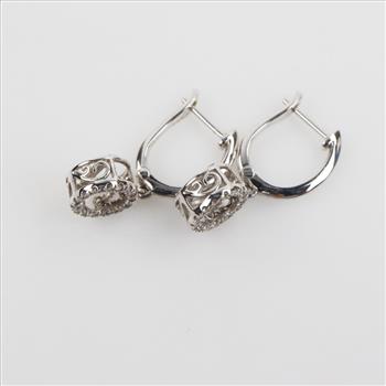 14kt White Gold Diamond Dangle Earrings