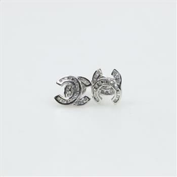 DOUBLE C BLACK GOLD STUD EARRINGS