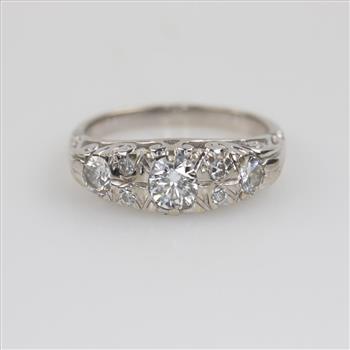 14kt White Gold Diamond Filigree Ring