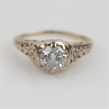 14kt White Gold Diamond Filigree Ring
