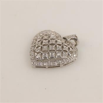14kt White Gold Diamond Heart Pendant