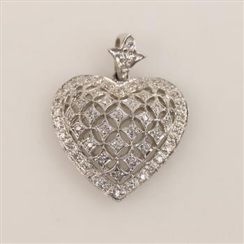 14kt White Gold Diamond Heart Pendant