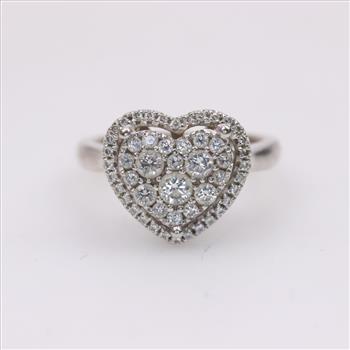 14kt White Gold Diamond Heart Ring