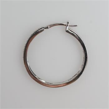 14kt White Gold Diamond Hoop