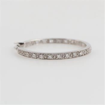 14kt White Gold Diamond Hoop