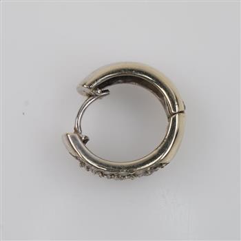 14kt White Gold Diamond Huggie Hoop Earring