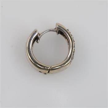 14kt White Gold Diamond Huggie Hoop Earring