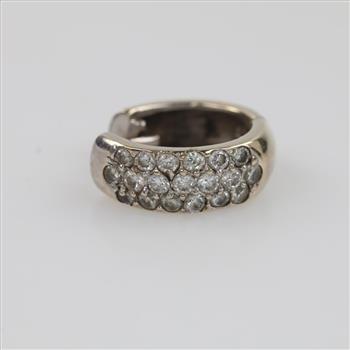 14kt White Gold Diamond Huggie Hoop Earring