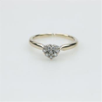 14kt White Gold Diamond Pave Heart Ring