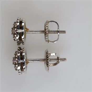 14kt White Gold Diamond Round Stud Earrings