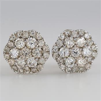 14kt White Gold Diamond Round Stud Earrings
