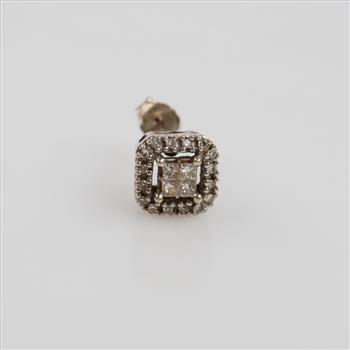 14kt White Gold Diamond Single Earring