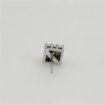 14kt White Gold Diamond Single Square Earring