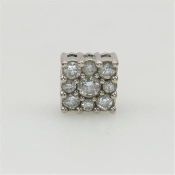 14kt White Gold Diamond Single Square Earring