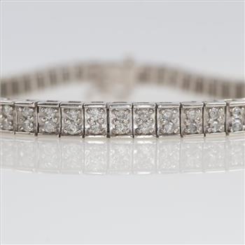 14kt White Gold Diamond Tennis Bracelet, Evaluated By Our Certified Gemologist-AGS/GIA