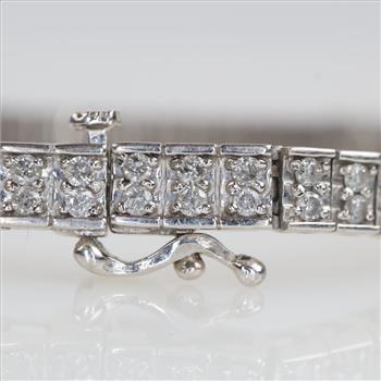 14kt White Gold Diamond Tennis Bracelet, Evaluated By Our Certified Gemologist-AGS/GIA