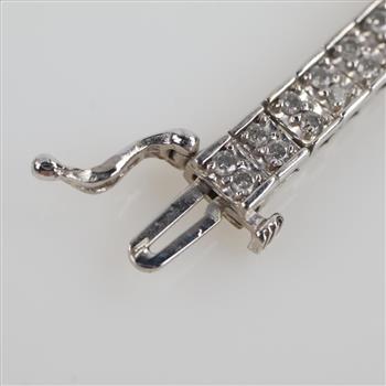14kt White Gold Diamond Tennis Bracelet, Evaluated By Our Certified Gemologist-AGS/GIA