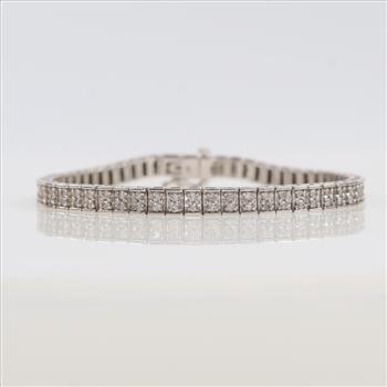 14kt White Gold Diamond Tennis Bracelet, Evaluated By Our Certified Gemologist-AGS/GIA