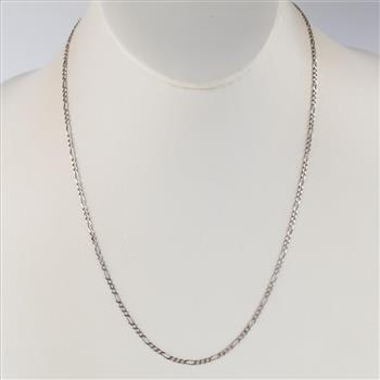 14kt White Gold Figaro Link Necklace