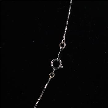 14kt White Gold Floating Pearl Box Chain Necklace