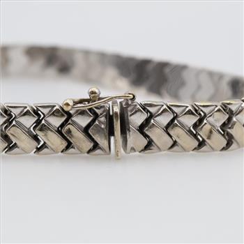 14kt White Gold Hollow Link Bracelet